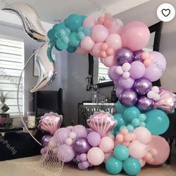 Mermaid Balloons - Happy Birthday 