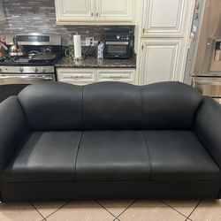 Luxurious Black Faux Leather Sofa