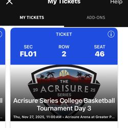 Got Two Court Side Floor Tickets To Acrisure Arena Basketball College Tournament 