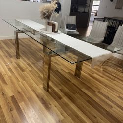 Glass And Chrome Dining Room Table 