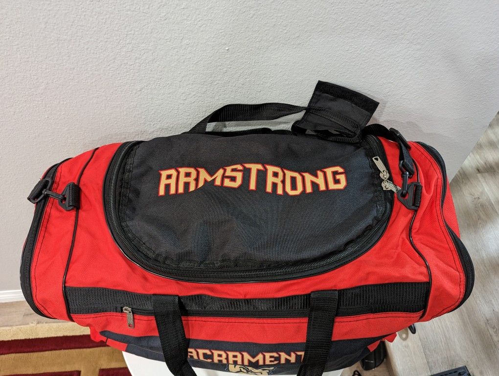 Sacramento Bulldogs Armstrong Duffel Bag And Backpack 2 in 1 Black And Red Travel, Sports, Gym Hiking Large Bag