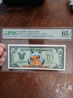 1997 $10 Disney Dollar PMG 65 EPQ Simba