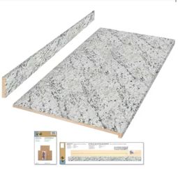 Hampton Bay 6 ft. Straight Laminate Countertop All-Inclusive Kit in Textured White Ice Granite with Eased Edge and Loose Backsplash