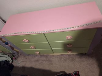 Kids 6-Drawer Dresser Pink and Green