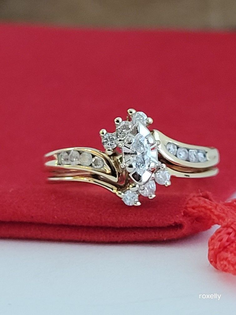 ❤️10k Size 5.25 Precious Solid Yellow Gold Genuine Diamonds Two Ring!/ Dos Anillos de Oro con Diamantes Genuinos! 👌🎁Post Tags: 10k 14k