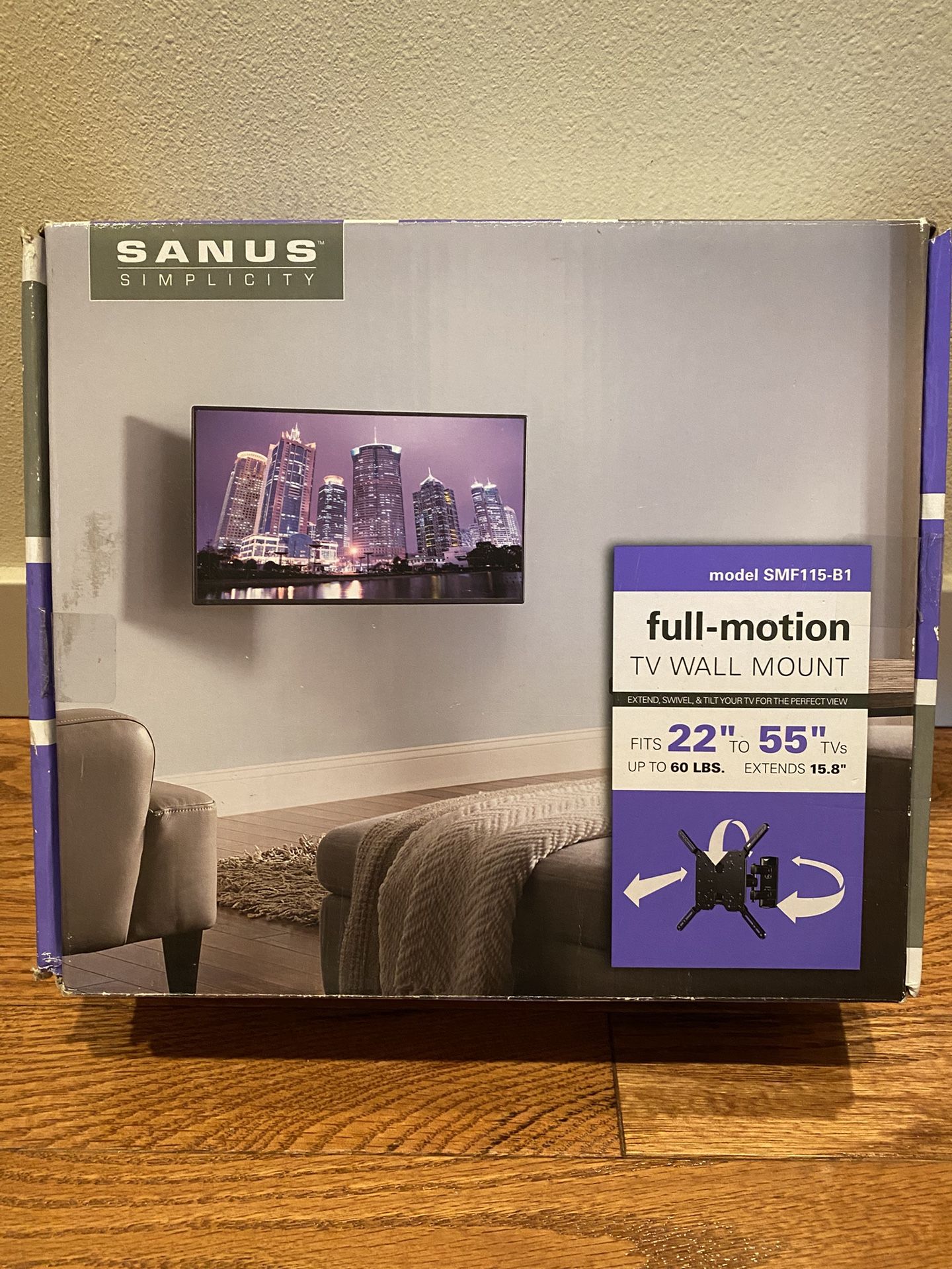 SANUS Simplicity Full Motion TV Wall Mount SMF115-B1
