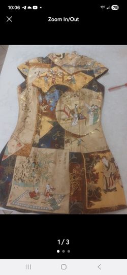 Oriental Silk Multi Color Asian Sleeveless Top Back Zipper Sz s