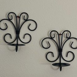 Rod Iron Hanging Candle Holders Wall Decor 