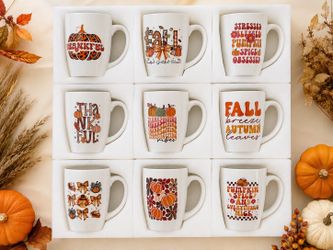 New set of 9 coffee mugs fall autumn Halloween gift boxes