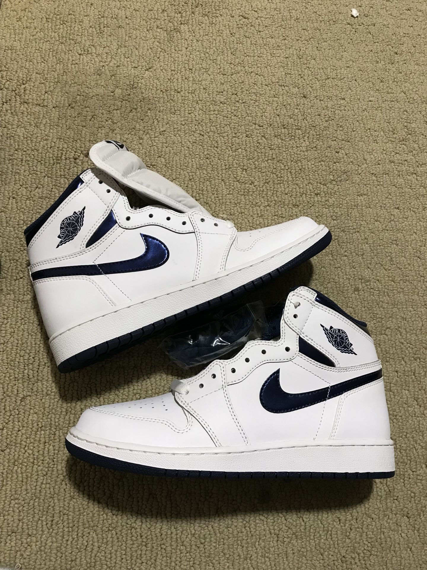 New Nike air Jordan 1 high og bg navy basketball shoes