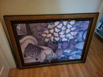 Cubist/Modernist framed oil painting