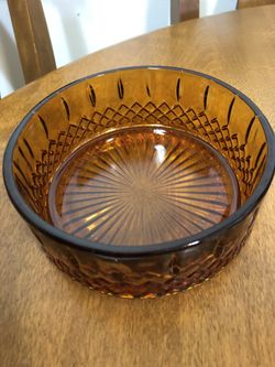 Amber colored candy dish