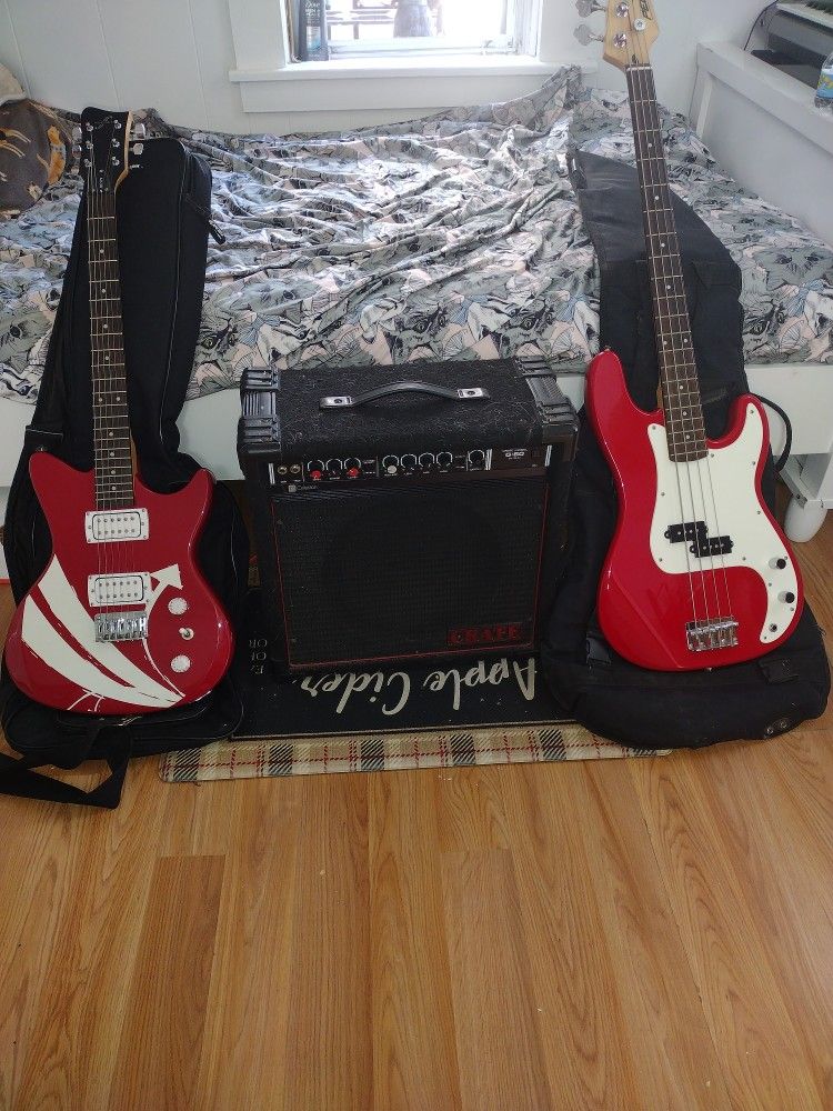 bass and guitar