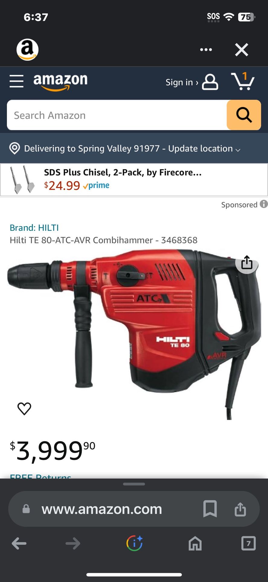 Hilti TE 80-ATC-AVR CORDED COMBIHAMMER IN GRATE WORKING CONDITION