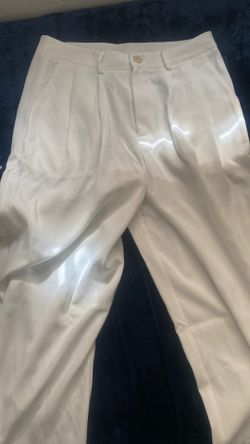 White high rise wide leg pants