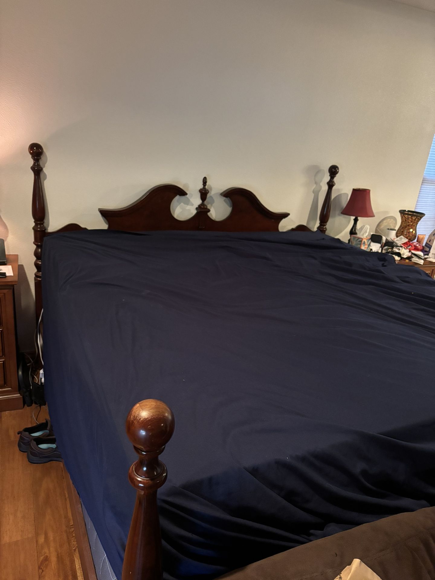 Complete King Size Bed With Serta Memory Foam Pillow Top Mattress -$290