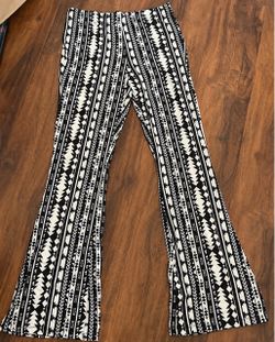 Black and White Aztec Print Bell Bottom Pants