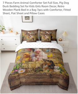 7 Pieces Farm Animal Comforter Set Full Size