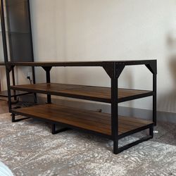 Real Oak Wood And Steel Entertainment Center / Coffee Table 