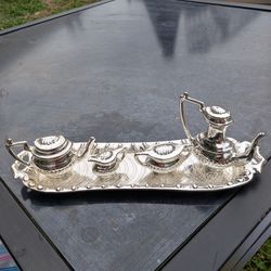 Silver mini tea set/service tray