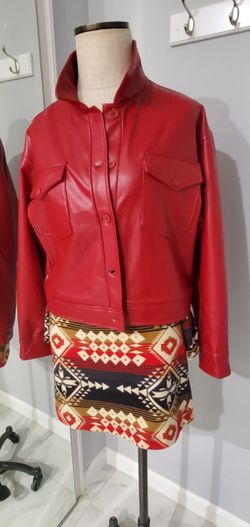 Faux Leather Jacket New Red color