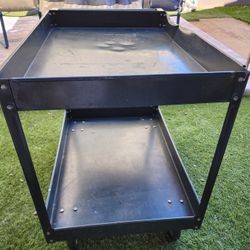 Large 2 Tier Metal Cart on Wheels