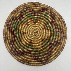 Vintage Boho Jungalow Wall Coil Rattan Star Basket