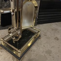 Brass and Marble Fire Place Tool Set