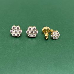 Gold Flower Moissanite Vvs Earrings 