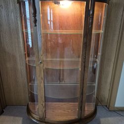 Lighted Wood & Glass Curio Cabinet