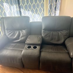 Double Powered Leather Recliner