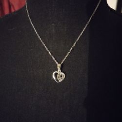 925 Sterling Silver Black Heart Pendant 