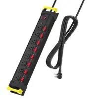 Individual Switches Power Strip Surge Protector Metal Heavy Duty, 8 Wide Outlets Mountable Power Strip for Garage