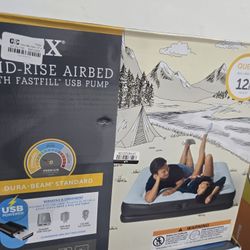 Intex Mid-Rise Queen Airbed w/ USB Pump – Brand New! + Free Gift!