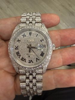 Rolex date just iced out diamond watch 41mm