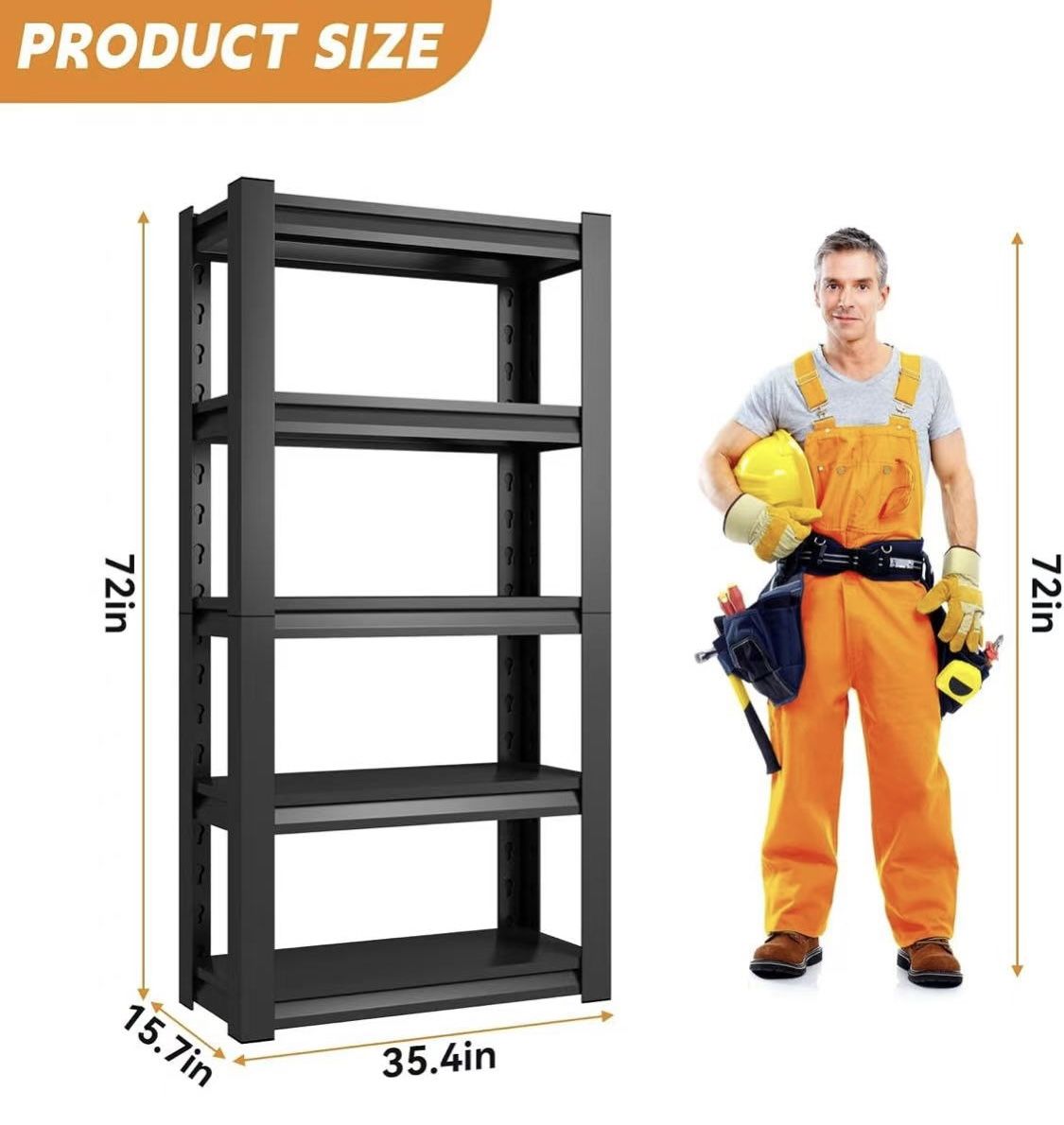 🥨72" H Garage Shelving Unit 2500LBS Heavy Duty Shelving Adjustable 5 Tier Metal Shelves for Industrial Garage Basement School Warehouse, 15.7" D x 35
