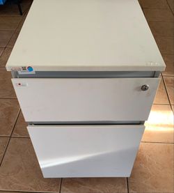 White Metal 2-Drawer Pedestal File Cabinet