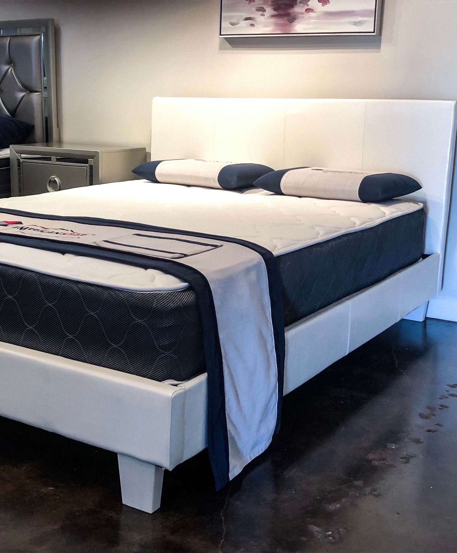 Queen Platform Bed Plus Queen Plus Mattress (Free Delivery