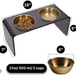 Acrylic Dog Bowl Stand - Durable Food-Grade Stainless Steel 