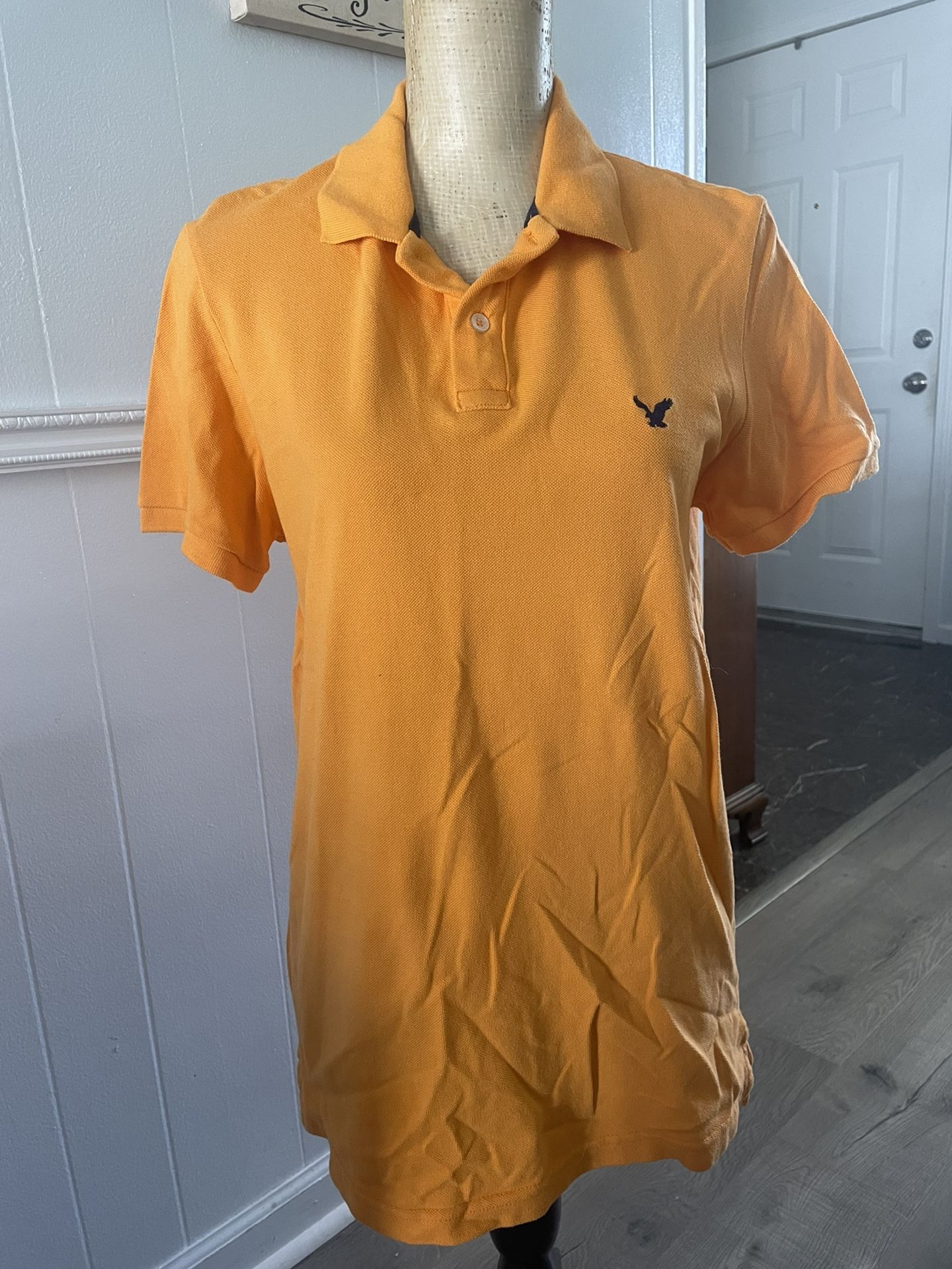 Mens American Eagle Orange Polo Shirt Small