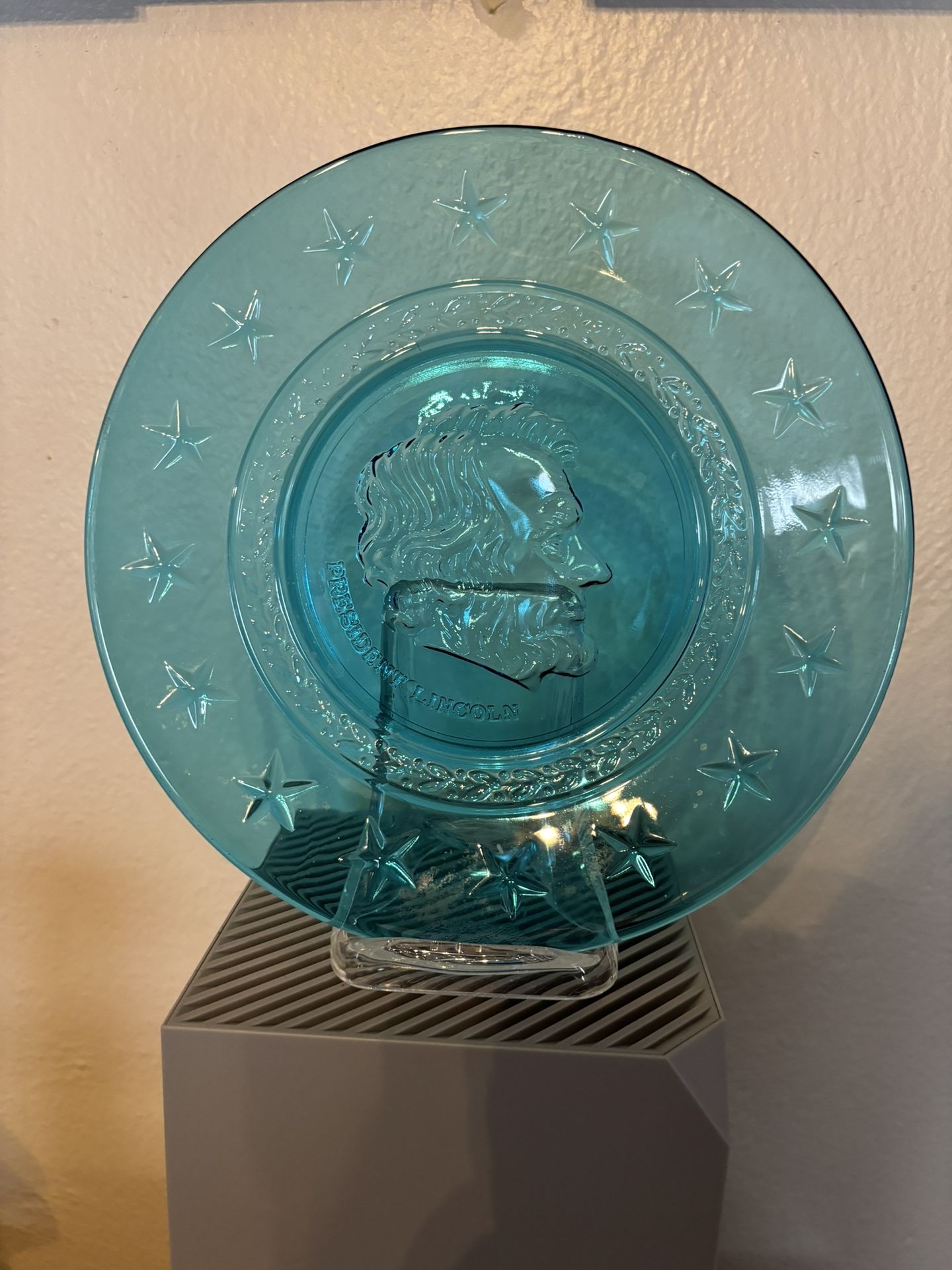Antique President Lincoln Blue Glass Dish