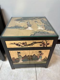 Hand-painted Asian-style lacquer cabinet