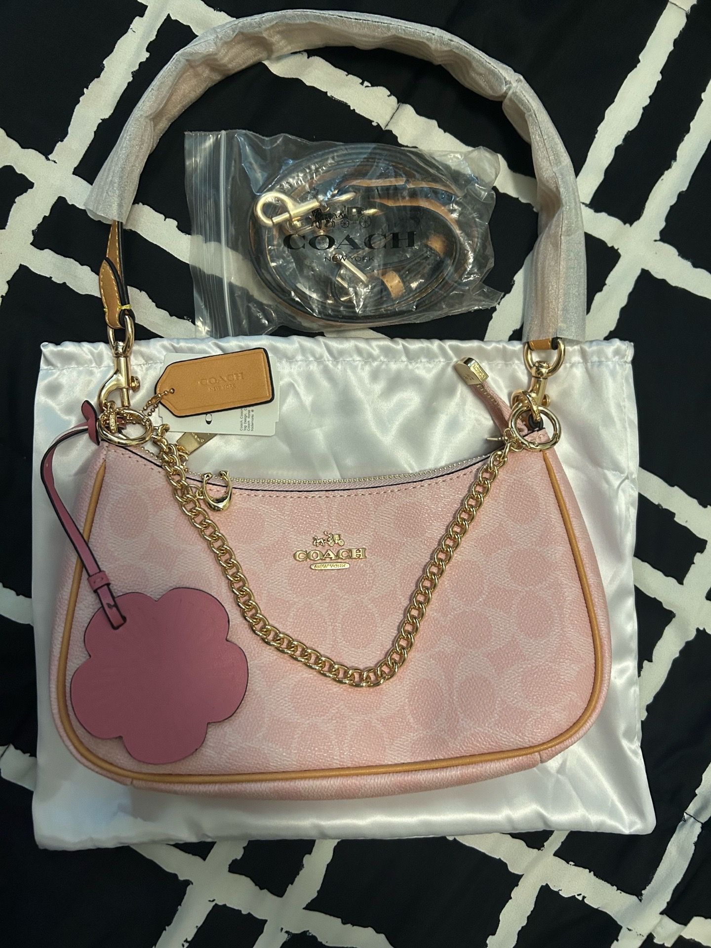 pink shoulder coach bag