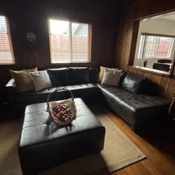 Black Real Leather Couch