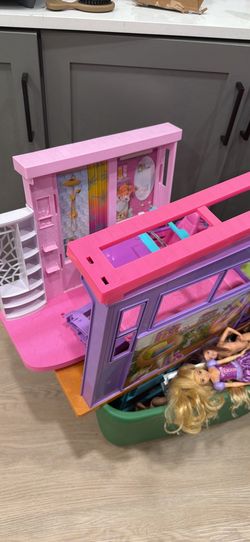 Barbies and Barbie house