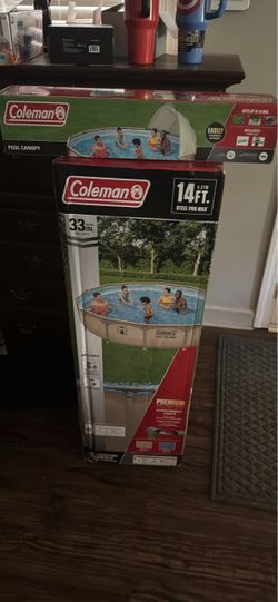 Coleman 14 ft Steel Pro Max Above Ground Pool AND craftsman pool canopy