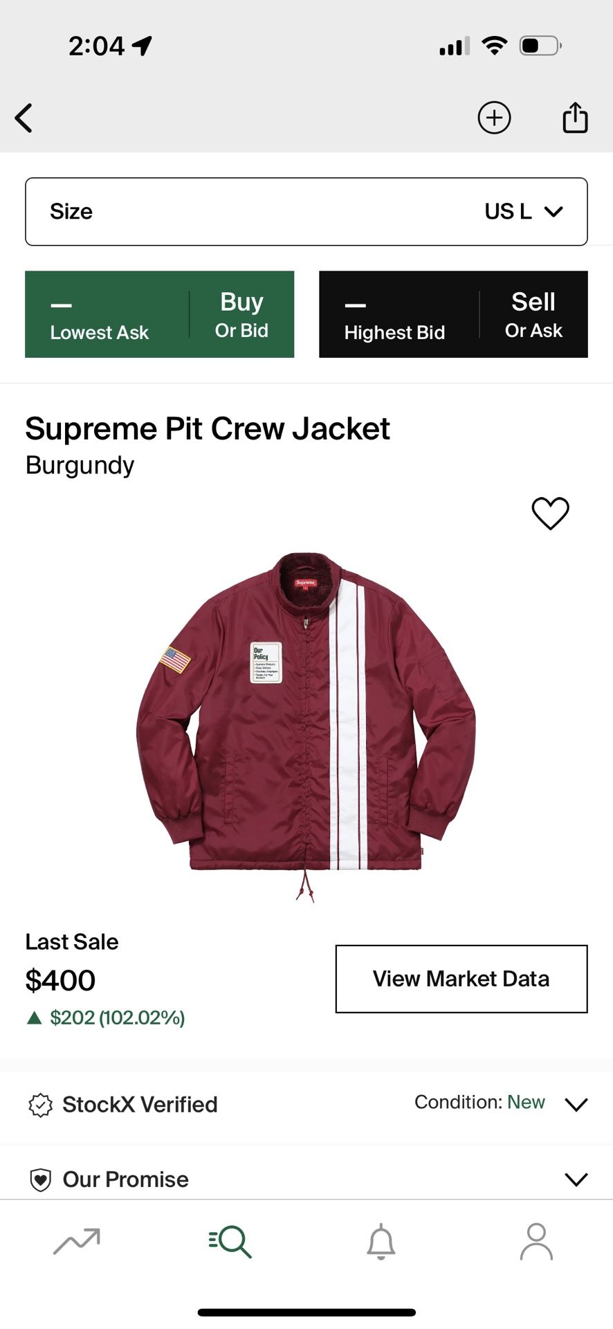 Supreme Pit crew Jacket Size L