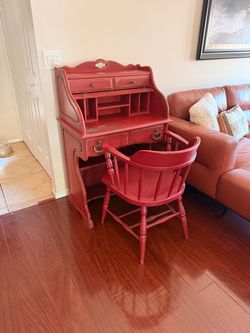 Roll top secretary desk and chair