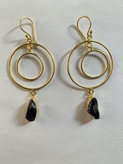 Rough Purple Brass Hoop Earrings 