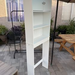 White Over-the-Toilet Storage Cabinet – Shelves & Doors